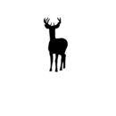 The black silhouette of a whitetail deer buck faces the screen.